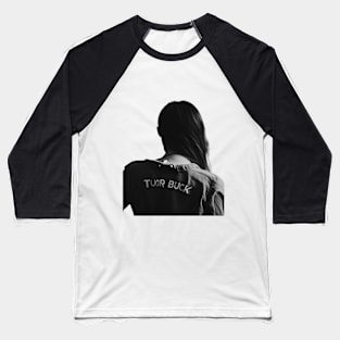 Woman turning her back, black and white illustration, classic Baseball T-Shirt